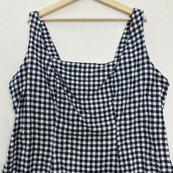 Old Navy Mini Dress Womens 3X Blue White Gingham Linen Blend Cottage Country - Picture 3 of 13